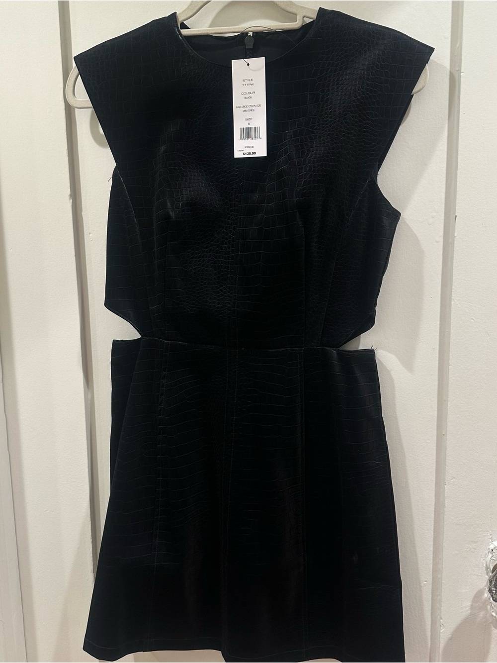 French Connection Black Textured Cutout Mini Dress